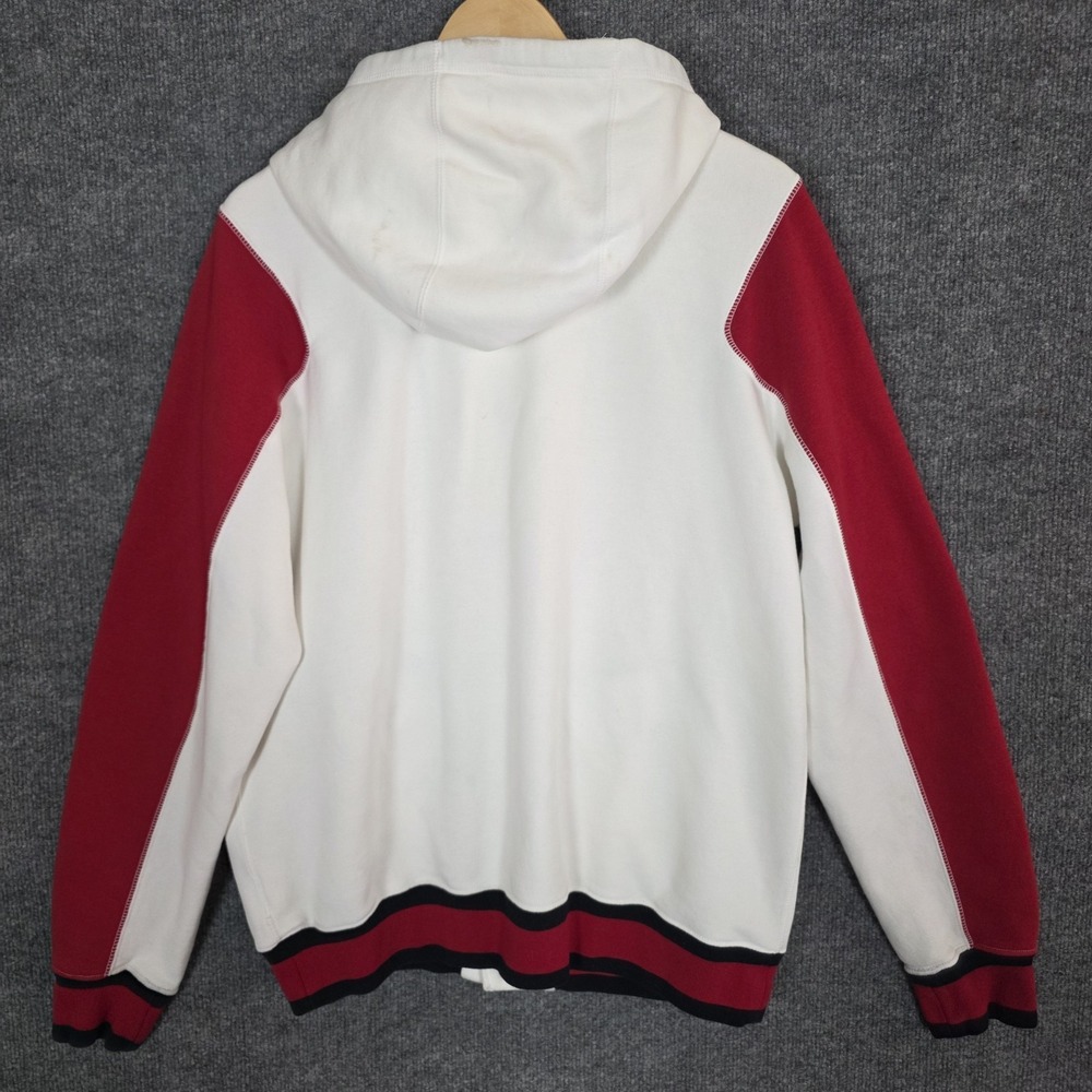 Jordan Mens L White Red Hooded Varsity Snap Jacket Hoodie Jumpman Chicago Bulls - Picture 3 of 10